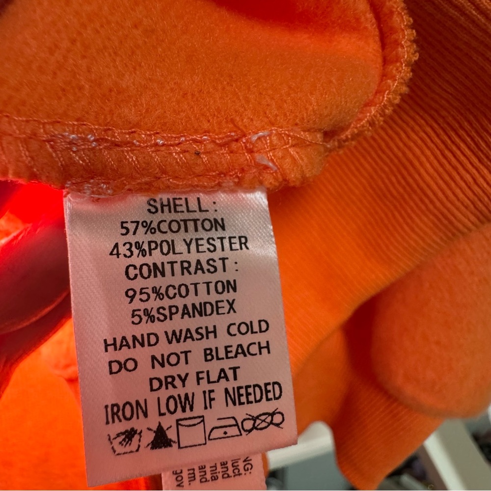 Peach Love Oversized Orange Sweatshirt with white sequin Ghosts size S EUC - Picture 6 of 8